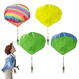 [Einfach zu bedienen, verwicklungsfrei]: Der verwickelungsfreie Fallschirm hat keine Verwicklungen, keine Batterien zum Ersetzen und keine Montage erforderlich. Er wird in einem Windkanal verwendet. Wirf ihn einfach hoch und beobachte, wie er fliegt. Kinder können selbstständig arbeiten