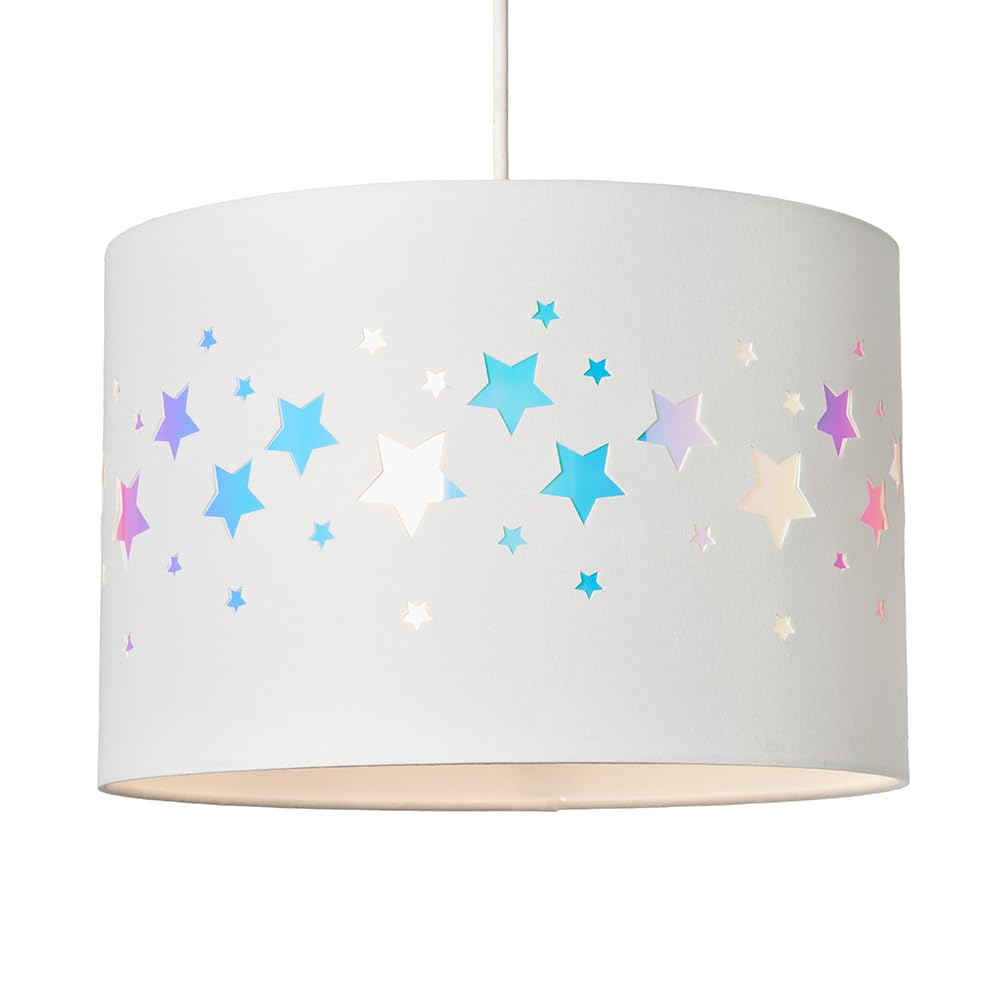Litecraft Iridescent Glow Light Shade 30 Cm Easy Fit Children's Lampshade - (, Stars)