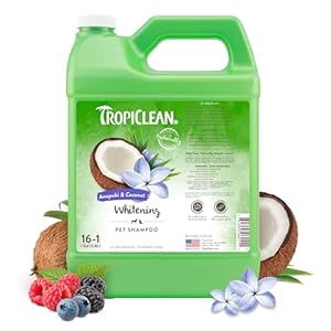 TropiClean Awapuhi Coconut Whitening Dog Shampoo for White Coats & All Coat Types | Natural Pet Shampoo Derived from Natural Ingredients | Cat Friendly | Made in the USA | 1 gal.