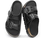 Picture of Genuine Leather Platform Sandals Wedge Chunky Platform Sandal-Women Sandals with EVA Memory Foam Sole and Cork Footbed