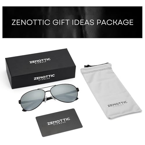 Image of ZENOTTIC Polarized Aviator Sunglasses for Men Carbon Fiber Temple Pilot Sun Glasses with Mirrored Lens UV Protection