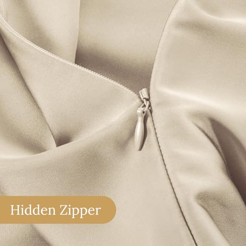 Image of INFIIXSO Silk Pillow Cases 2 Pack Standard Size, Ultra Smooth & Soft Mulberry Silk Pillow Case for Hair and Skin, Breathable Cooling Silk Pillowcase with Hidden Zipper (Beige, 20x26 Inches)