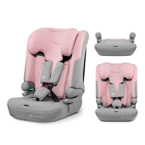 Kindercraft I-COMFY, Seggiolino auto, Per bambini, Regolabile (76-150 cm), Schienale regolabile, Cintura di sicurezza a 5 punti, EASY GROW SYSTEM, Facile installazione, Rosa