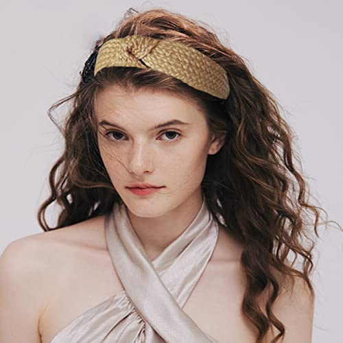 Lvyeer Straw Knot Headbands Fashion Rattan Wide Head Band Boho Headband Woven Headwear Hair Head Bands Hair Band Knot Headband For Woman Girl Hair Accessories (Knotted) #TOP2