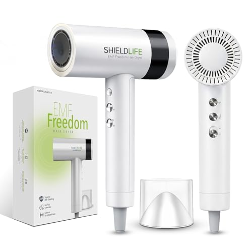 Fast Drying Ionic Hair Dryer, 110,000 RPM High-Speed Motor, 1500W Powerful Airflow, 99% EMF Blocking, Lightweight & Quiet, Magnetic Nozzle, 3 Heat & 3 Speed Settings – Shield Life