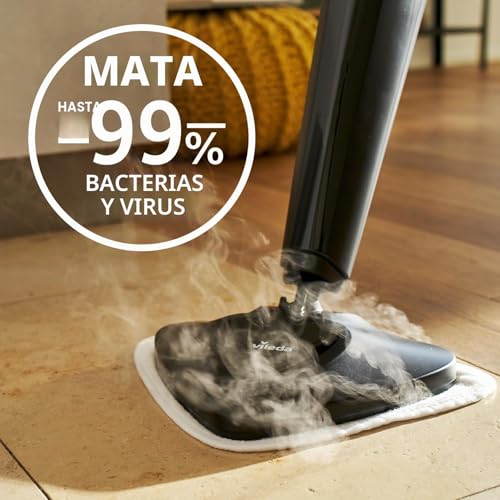 Miniatura 2 de Vileda Steam Plus, Mopa A Vapor, Rendimiento De Limpieza Higiénico, Elimina Hasta Un 99,9 De Bacterias, Ideal Para Alfombras Y Tapetes, Para Todos Tipo De Suelos, Sin Utilizar Productos Químicos