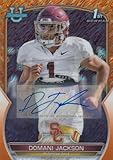 Football Trading Card 2022 Bowman Chrome University Prospects Autograph Refractor Orange Shimmer #91 Domani Jackson NM Near Mint Auto 2/25