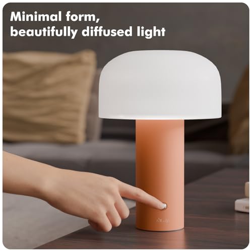 Image of Table Lamp for Bedroom, Study Table & Living Room | Small Metallic Finish Night Lamp with Frosted Dome Diffuser | Bedside Lamp, Desk Light & Home Decor Gift (Dome, Orange)
