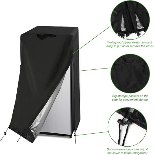 Image of 44W Commercial Refrigerator Cover 26-28 Cu Ft Double Door Display Fridge | 44x24x77,Waterproof Dustproof Heavy Duty Oxford Fabric,for Most 26-28 Cubic Feet Industrial Stainless Steel Fridge
