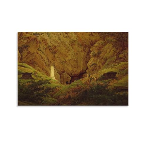 Impression sur toile de Caspar David Friedrich : La Tombe des Héros Anciens, toile 60x90 cm