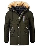 Das Obermaterial besteht aus einem hochwertigen Polyester-Material, das wasserabweisend ist und dazu super warm hält. Dazu kommt, dass die Jacke eine große Kapuze mit XXL-Kunstfellkragen hat.