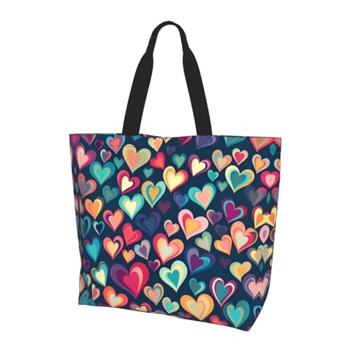 Colorful love picture Printed Handbag: Lightweight and spacious, perfect for