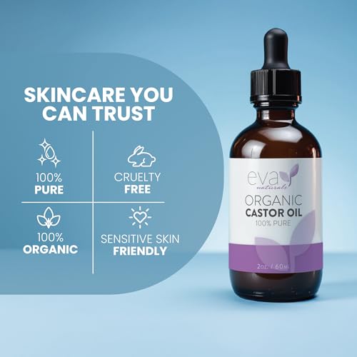 Eva Naturals Organic Castor Oil for Eyelashes, Eyebrows & Hair Growth - Cold Pressed Hexane Free - 100% Pure Oil for Skin Nails Lashes - Nourishes & Strengthens - Includes Mascara Kit & Brushes, 60ml - Image 6