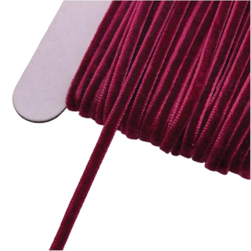 Chenkou Craft 10 Yards 1/8" Velvet Ribbon Lots Bulk (Burgundy, 1/8"(3mm))