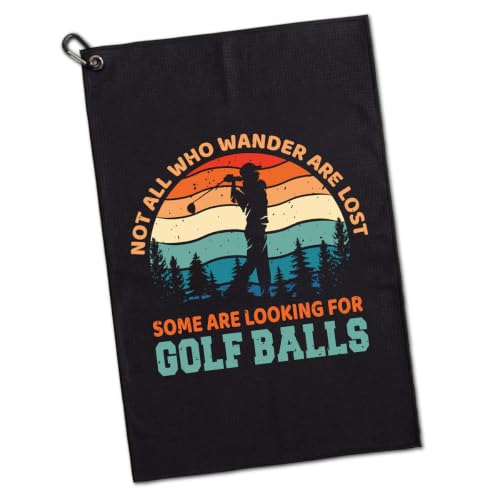 GEYGIE Not All Who Wander are Lost Funny Black Golf Lover Golf Towels