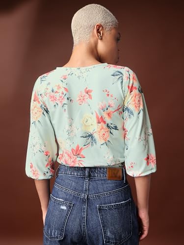 Image of PURVAJA Women's Polyester Floral Relaxed Fit Shirt