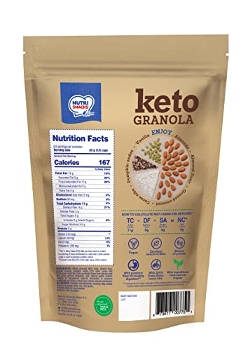 Nutrisnacks Keto Granola Cereal - Low Carb Snacks & Food - 2G Net Carbs - Sugar Free - Vegan - Almonds, Coconut, Cacao Nibs And Pumpkin Seeds - 10.5 Oz #TOP13