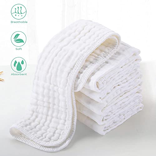 Muslin Burp Cloths 100% Cotton Large 20\'\'x10\'\' Extra Soft and Absorbent 6 Pack Baby Burping Cloth for Boys and Girls by Looxii