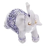 TOYANDONA Estatua Elefante de Azul y Blanco Figura Decorativa para Salón Artesanía Hecha Mano Decoración Hogar Símbolo de Buena Fortuna Mediano