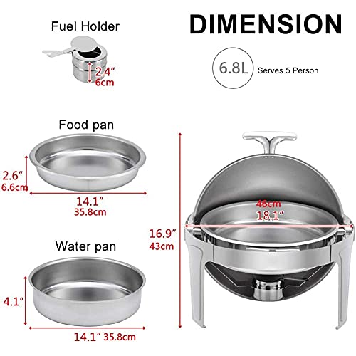 FASSTUREF Rundes Chafing Dish Buffetwärmer Set, Verdickter Edelstahl Kleiner Hot Pot Dry Pot, Catering Servier Chafer… – Bild 8