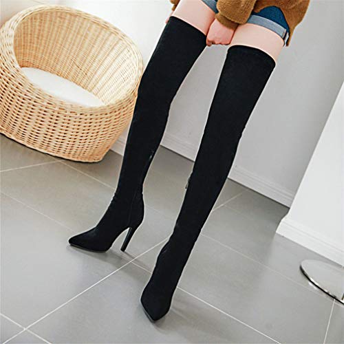 KOKOMOMO Womens Pointed Toe Stiletto Thigh High Heeled Over The Knee Stretch Boots3