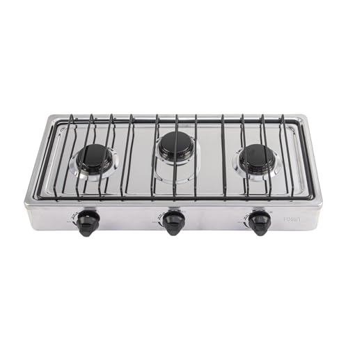 Foset PAGA-3X, Parrilla de gas de sobreponer 3 quemadores cuerpo y cubierta de acero inoxidable