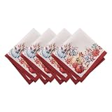 Threadmade Botanical Harvest Pumpkin Engineered Napkins, Set of 4, Multicolor - 17' W x 17' L