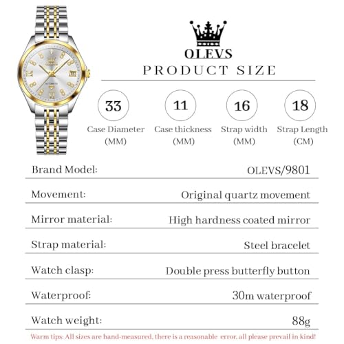 Image of OLEVS Womens Automatic Watch Diamond Luxury Date Ladies Dress Classic Self Winding Wrist Watches