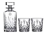 Marquis by Waterford Markham Square Personalized Crystal Whiskey Decanter Set with Pair of 11 Ounce...
