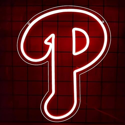 Queen Sense 16"x12" Go Philadelphias Sports Phillies LED Neon Sign for Wall Decor USB Powered Dimmable LED Lights Signs A116PPPPL-5VLED