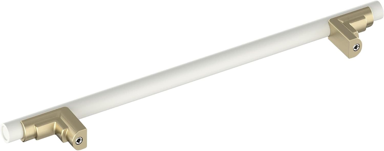Signature Hardware 954044-12 Anberlin 12 Inch Center to Center Appliance Pull - Matte White Handle - Satin Nickel