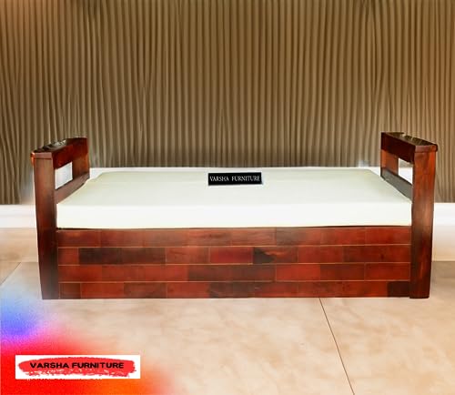 Image of Varsha Furniture Foldable 3 Seater Sheesham Wooden Bed Cum Sofa Set for Living Room | Sofa Cum Bed for Living Room Furniture | Mattress Included | Made with Sheesham Wood- Honey Finish