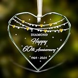 KAPJHRX 60th Anniversary Wedding Gift, Anniversary & Christmas Ornament, Happy 60th Gift for Couple, Grandma, Grandpa, Parents, Friend, Husband, Mom, Dad, Mr, Mrs