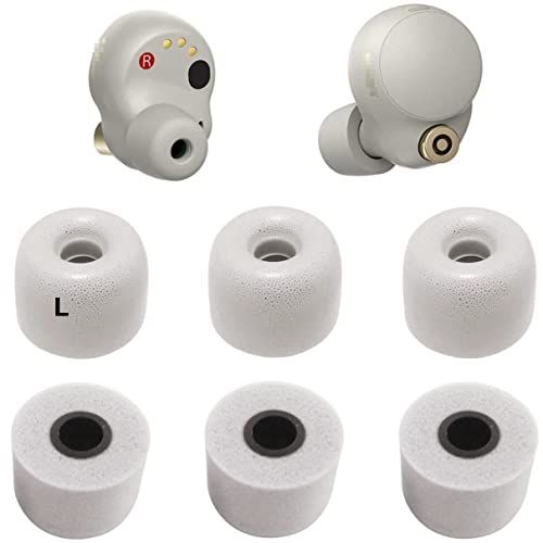 Image of JNSA Replacement for Sony WF-1000XM4 WF-XB700 Memory Foam Ear Tips Noise Canceling Foam Eartips Ear Cap Ear Tip L Size 3 Pairs, [Fit in Case], Silver,Large Size (FoamXM4S3PL)