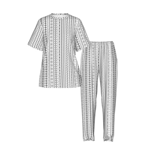 Pyjama manches courtes femme motif triangle pour nuits fraîches et douces