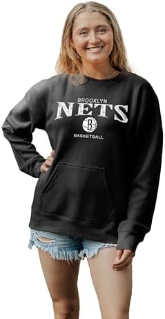 Blue 84 Brooklyn Nets NBA Officially Licensed Women's Pocket Crewneck Sweatshirt