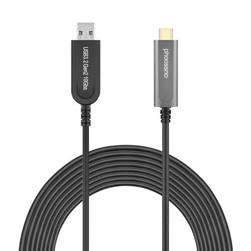 USB A to C Fiber Optical Extension Cable USB 3.2 Gen2 10Gbps 15M 50FT Compatible with Microsoft Azure Logitech Camera Aver &Vaddio & Barco ClickShare Touch Screen Kinect Oculus VR Intel RealSense by phoossno - Used condition - US$65.49