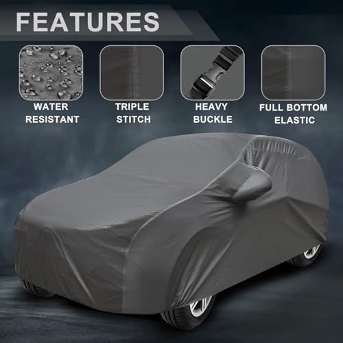 Image of Auto Hub Waterproof Car Cover Compatible with Santroo Xing (Model : 2019-Till Date) with Mirror Pockets, Soft Cotton Lining, Santroo Xing Car Cover Waterproof, Grey
