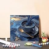 Malen Nach Zahlen Kinder Tee DIY Malen Nach Zahlen Sea Kreatives für Erwachsene Kunst Paint by Number Adult,Easy DIY Handgemalt Leinwand ölgemälde mit Zubehör, Geschenke 80x80cm Ohne Rahmen 9-1198