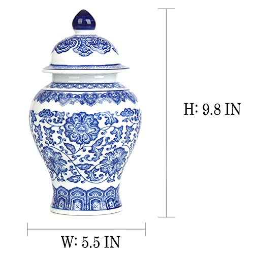Galouro Blue And White Ginger Jars For Home Décor,Small Chinoiserie Porcelain, Good Ideal For Room, Office Decoration,9.8" H #TOP6