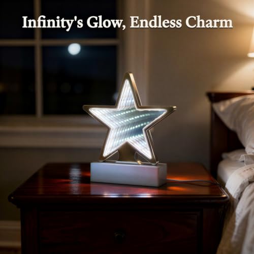Infinity Mirror Tunnel LED Night Light, 3D Tunnel Lamp Desktop Lamp with Five Pointed Star Design, High Brightness Optical Illusion Home Decor, for Party, Christmas, Wedding, Romantic Bedroom - Image 5