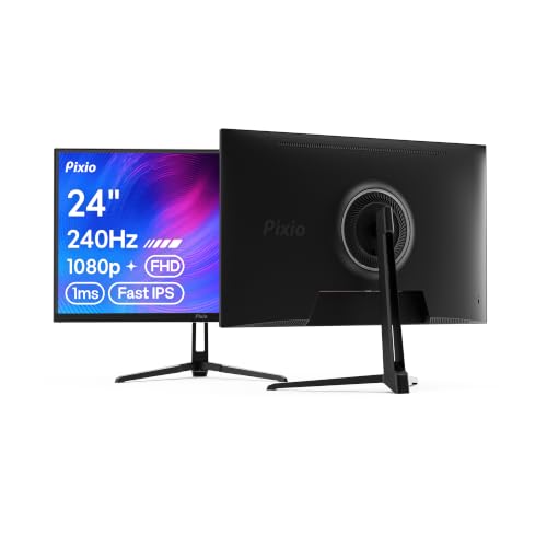 Pixio PX249 Wave 24 inch 240Hz Refresh Rate FHD 1080p Resolution Fast IPS Panel 1ms GTG Response Time Built-in Speakers Gaming Monitor with Adaptive Sync