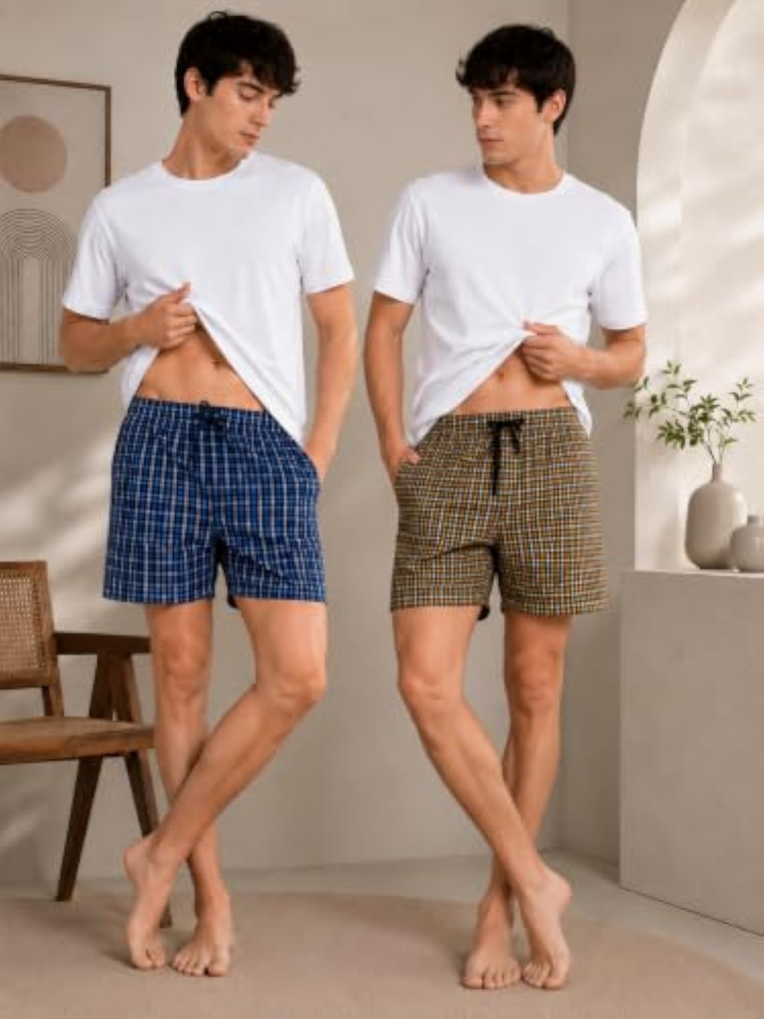 Checkered Cotton Printed Boxer Shorts Combo Pack of 3
