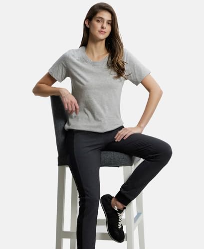 Image of Jockey AW88 Women Super Combed Cotton Rich Relaxed Fit Solid Curved Hem Styled Half Sleeve T-Shirt
