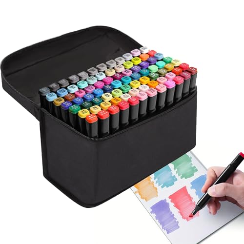 Trintion 80 Colors Alcohol Art Markers Twin Marker Pens Set Dual Tip Sketch Pens, Broad & Fine Point, Touch Graphic Markers for Coloring, Drawing, and Sketching (Black) Trintion 80 Colors Alcohol Art Markers Twin Marker Pens Set Dual Tip Sketch Pens, Broad & Fine Point, Touch Graphic Markers for Coloring, Drawing, and Sketching (Black)