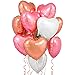 Rose Gold, Blush Pink and White Balloons - Pack of 12 - Foil Heart Shaped Balloons - Valentines Day Decorations - Valentine Balloons for Birthday Party Supples | Bridal Shower Baby Shower Decorations