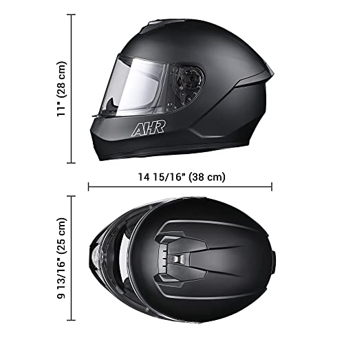 Ahr Full Face Motorcycle Helmet Lightweight Street Bike Helmet With Storage Bag Great Ventilation & Streamlined Design For Touring Racing, Run-F3 Dot Approved (Matte Black, Medium) #TOP7