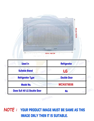 Image of SMIPLEBOL - The Best Is Here LG Double Door Fridge Compatible Vegetable Box Cover /Crisper Glass Lid (Part NO:MCK679856, Clear)