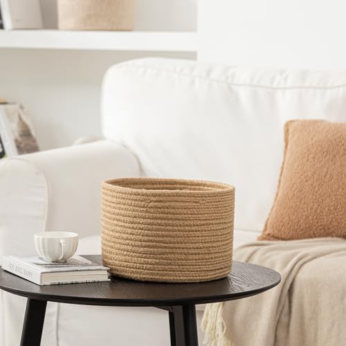 UBBCARE Cesta pequena para organização, cesta de tecido redondo com alças, cesta de armazenamento pe