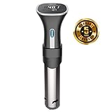 DISEÑO: El Sous Vide con 800W de potencia está construido en acero inoxidable (libre de BPA) con un práctico sujetador adaptable a cualquier recipiente, apto para soportar altas temperaturas. Es fácil de guardar. Incorpora un temporizador con pantalla LCD y un panel digital para tener un control preciso de la temperatura (entre 5°C y 100 °C, 800 W) y cocinar sin dificultades.